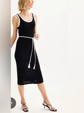 Nine West Black Knit Dress With Cream Trim & Tassle